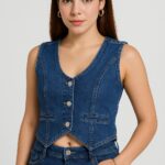 HISTELLE Premium Denim Cropped Vest – 2026 Collection