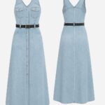 HISTELLE Denim Maxi Overall Dress (Long Denim Jumper Skirt)